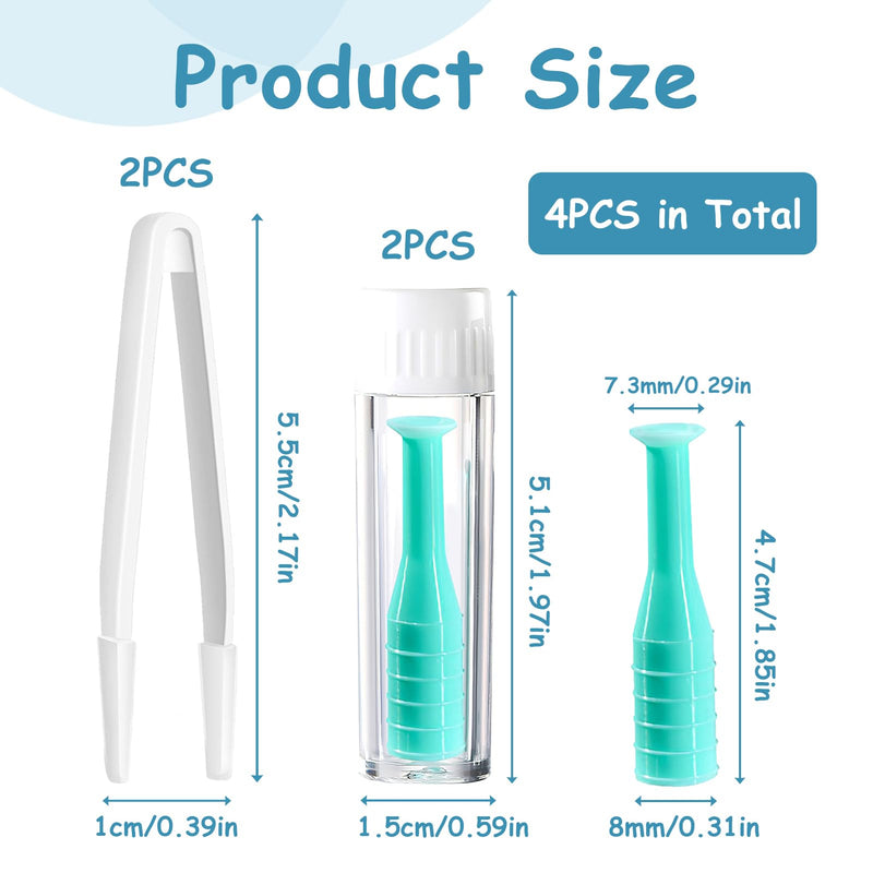 [Australia] - Pack of 4 contact lens removers, contact lens insertion aid, scleral lens remover, suction for soft lenses, scleral lenses, with white tweezers, portable for safe hygienic lens management 