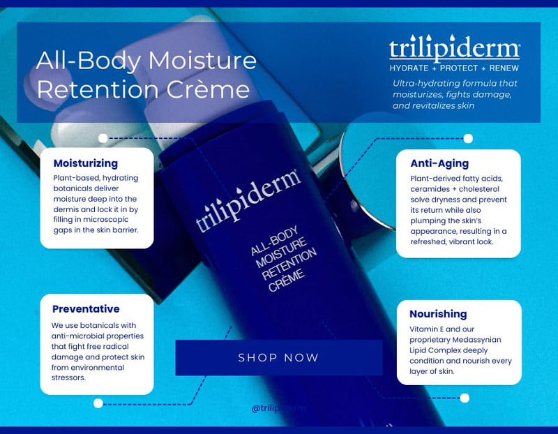 Trilipiderm All-Body Moisture Retention Creme, Travel Size, 3 oz 2-Pack | Dry skin moisturizer, TSA-approved tubes, plant-based lightweight face lotion, meadowfoam & vitamin E, non-greasy formula 3 Fl Oz (Pack of 2)