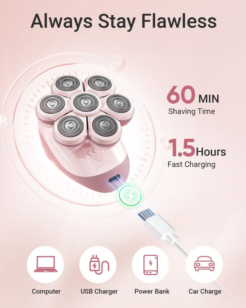 [Australia] - Electric Razors for Women: 2-in-1 Electric Shaver Trimmer for Ladies Flawless Legs & Full Body & Bikini - Waterproof Wet Dry Shaver w/LED Light & Travel Cap - Birthday Gifts for Wife Her 