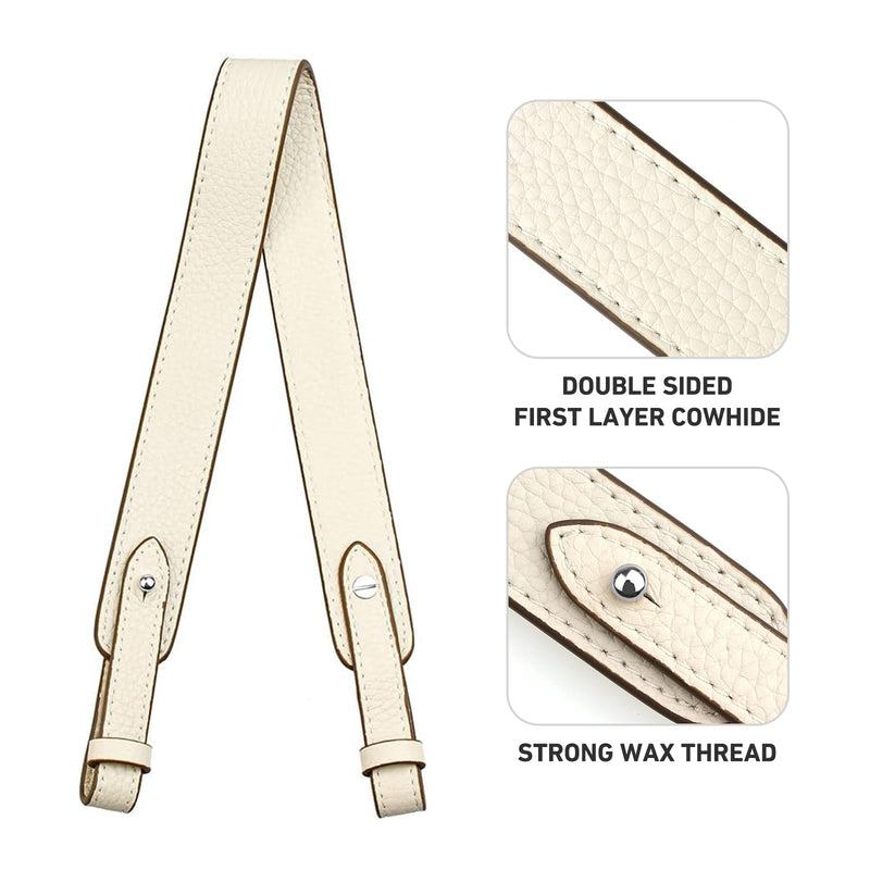 Jiesinlov Genuine Leather Shoulder Bag Straps Replacement for Picotin Handbags 21.3 Silver Nails Milky White-s