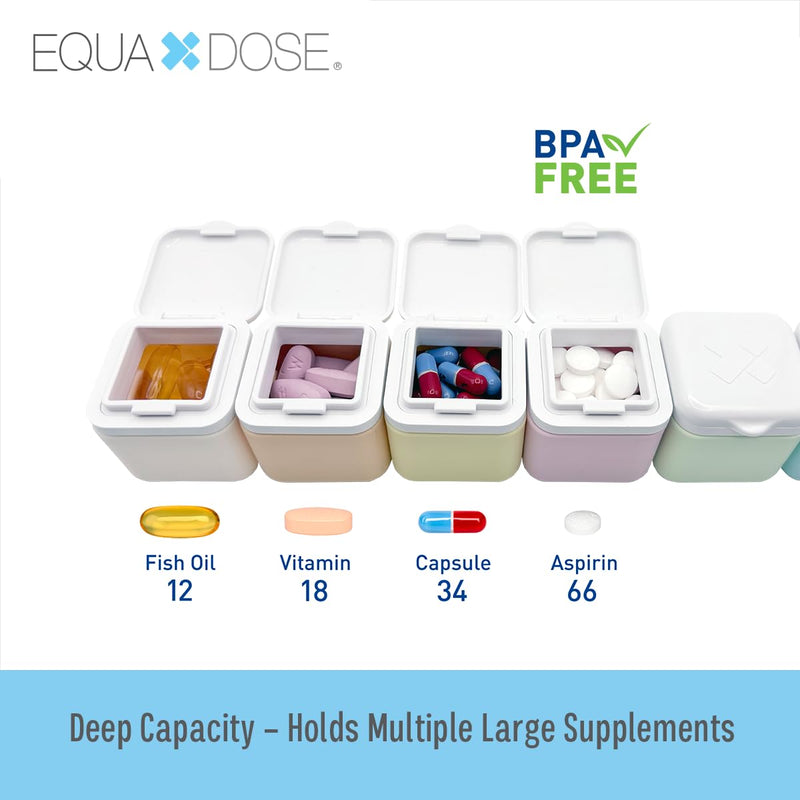 Equadose Magnetic Silicone Storage Containers, Rainbow Colors, 7 Cases | Modular Supplement & Travel Organizer, Reusable Soft Vitamin Jar, Fridge-Mountable, Deep Capacity, Secure Flip Lids, BPA-Free 7-Count