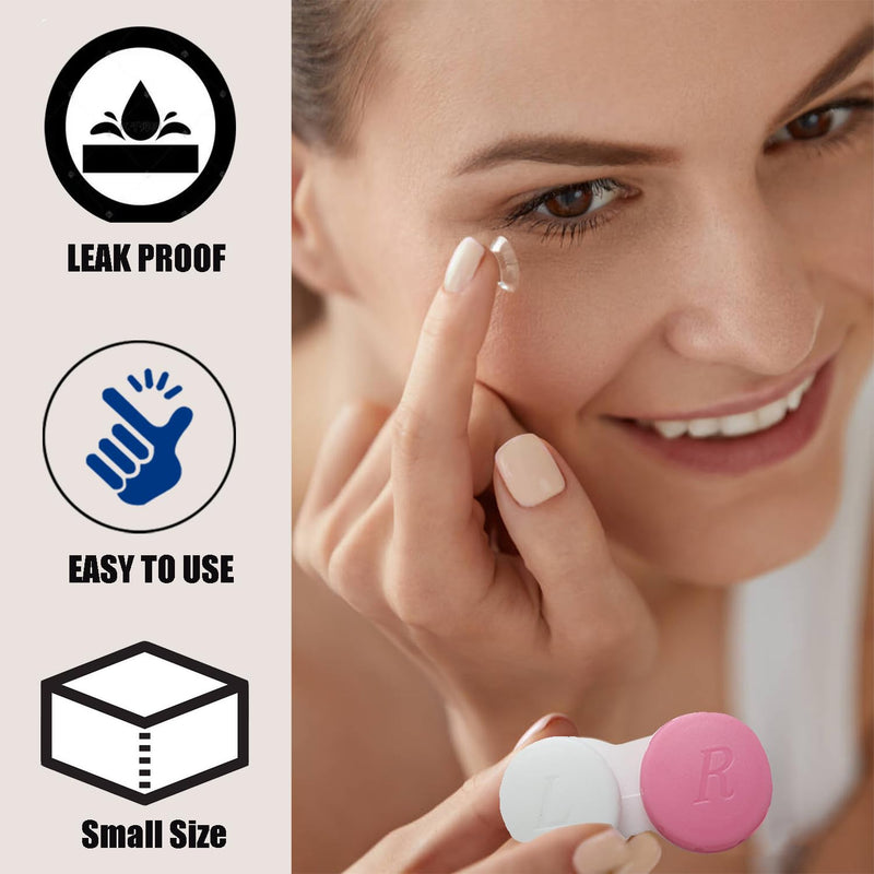 [Australia] - 4 Pack Contact lens case Bulk Contact Lens Soak Storage Box Holder Container(Pink) Pink 4 