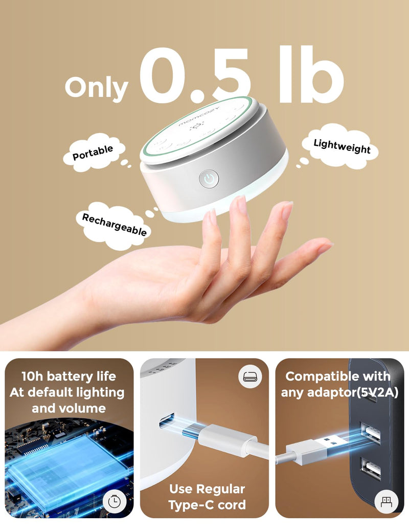 [Australia] - Momcozy Sound Machine for Baby-20 Soothing Sounds & Touch Warm Light Portable White Noise for Kids & Adults for Sleeping Timer and Memory | Ideal Travel Companion & Nursery Must-Have 
