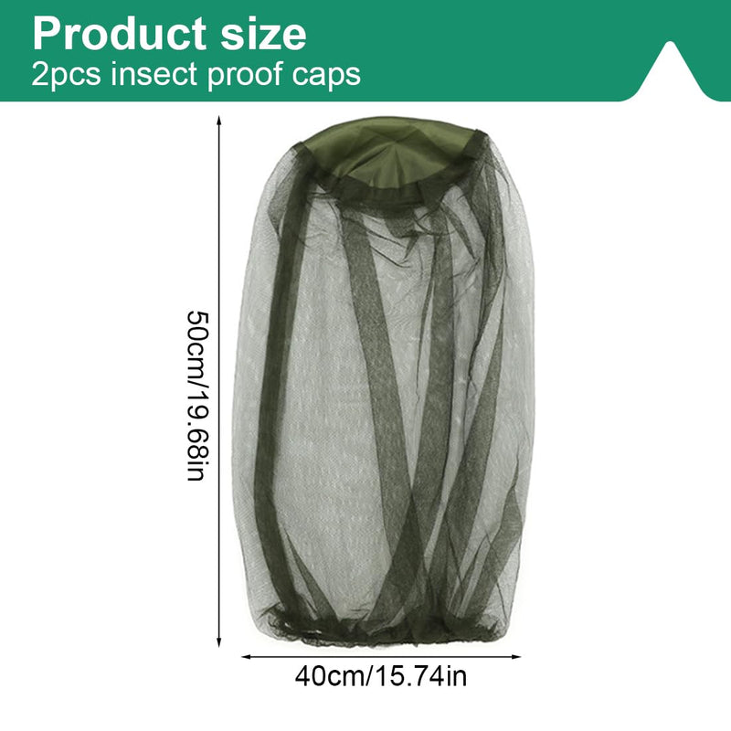 [Australia] - AYVRUOP mosquito repellent hat, 2 pieces mosquito net head anti mosquito head net for neck and face for outdoor hiking fishing camping climbing hiking mosquito fly insect bug prevention 