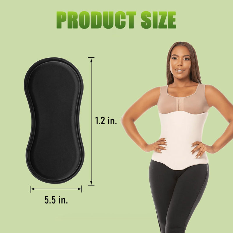2PCS Post-Surgery Lipo Foam Pads, 11.8"x5.5"x0.5" Abdominal Compression Lateral Boards for Skin Firming & Waist Support, Black