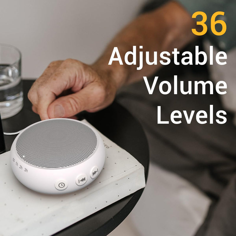 [Australia] - Mini Sleep Sound Machine Travel White Noise Machine with 30 Soothing Natural Sounds 36 Volume Control Pink Brown Noise Machine for Baby Kid Adults Noise Maker Powered by AC or USB Sleep Timer 