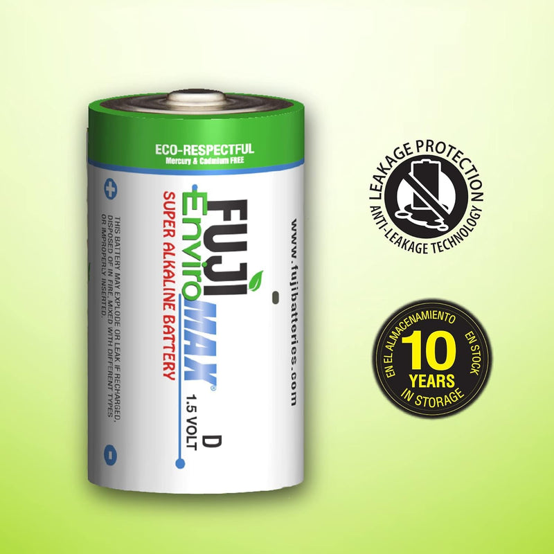 [Australia] - Fuji Enviromax 4100BP2 EnviroMax D Super Alkaline Batteries, 2 pk, White, 2 CT 2 Count (Pack of 1) 