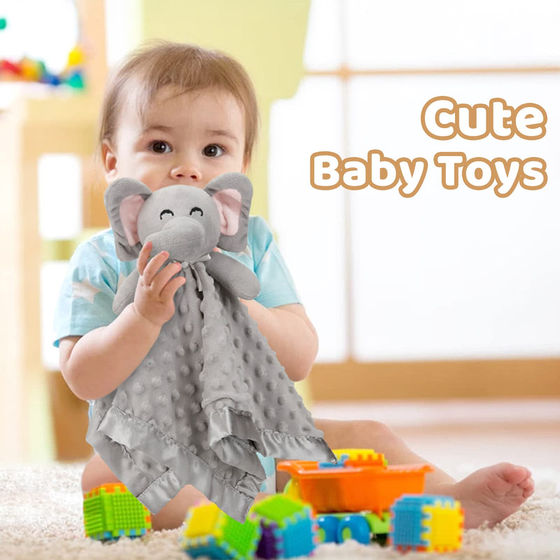 [Australia] - Pro Goleem Elephant Security Blanket, Soft Lovey Unisex Lovie Baby Gifts for Newborn Boys and Girls Snuggle Toy Stuffed Animal Grey 16 Inch A Grey Elephant 