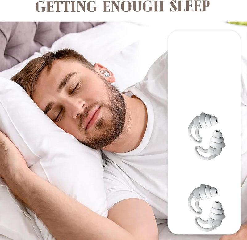 [Australia] - 2 pairs of ear plugs for sleeping, hearing protection plugs for noise reduction, reusable and washable silicone noise ear plugs, ear plugs for snoring, swimming ear plugs for travel, concert, sports, white 