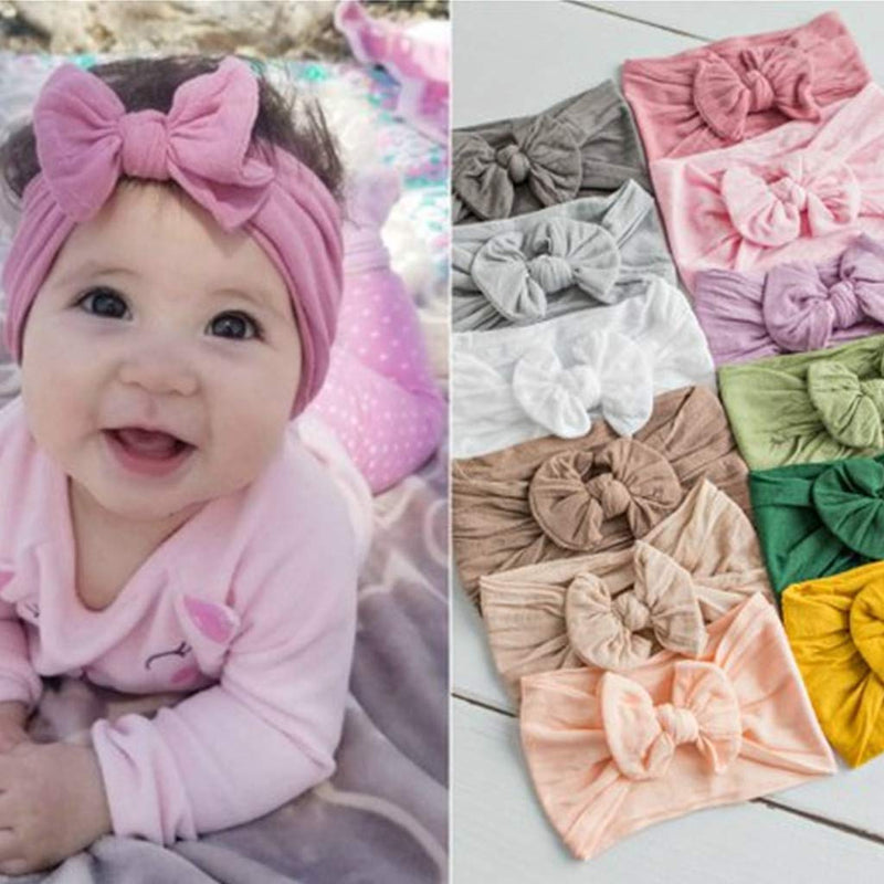 CÉLLOT Super Stretchy Soft Knot Headbands with Hair Bows Head Wrap Hair Accessories For Newborn Baby Girls Infant Toddlers Kids A