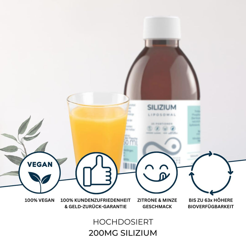 [Australia] - Mighty Elements Liposomal Silicon 200mg, liquid, great taste, vegan, very high bioavailability, 250 ml glass bottle 