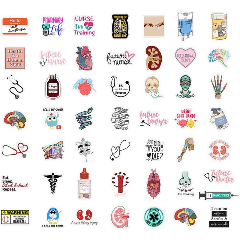 [Australia] - Medical Science Equipment Stickers| Doctor Nurse Stethoscope Waterproof Vinyl Stickers| Human Body Organ Anatomy Map Decals for Water Bottles Laptop Luggage Cup Computer Mobile Phone Skateboard Medical Science Equipment 