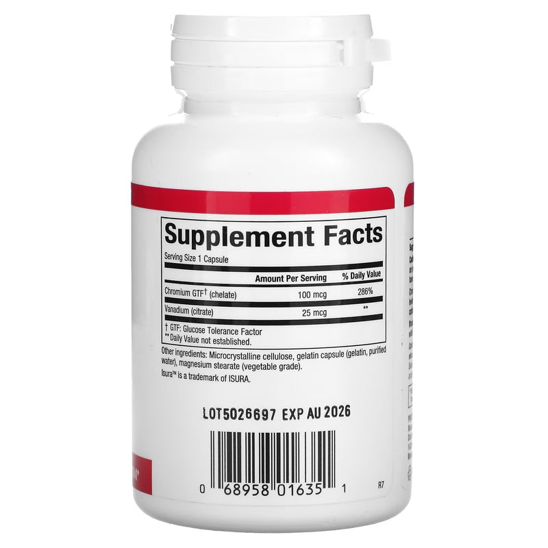[Australia] - Natural Factors, Chromium & Vanadium 125 mcg, Supports Healthy Metabolism, 90 capsules 