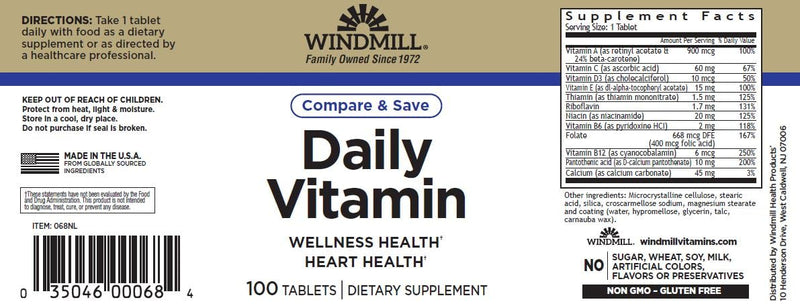 Windmill Daily Vitamin 100 Tablets