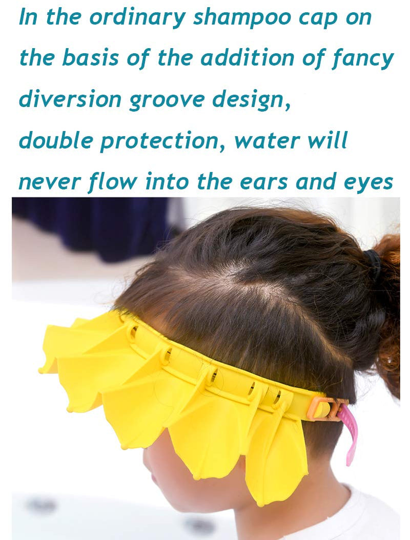 [Australia] - Baby Shower Cap Silicone Bathing Hat, Adjustable Shower Cap Kids, Infants Soft Protection Hat Safety Visor Cap Hat for Toddler Children 1-12 Years old/16.5-22.8 Inches Yellow 