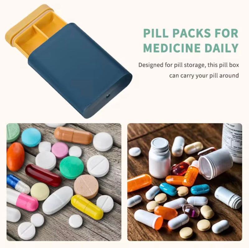 Travel Pill Organizer Case – 3 or 6 Compartment Pill Box, Portable Vitamin Organizer, Small Daily Medicine Container, Pocket Size Leakproof Case for Supplements, Jewelry, Vitamins & Travel (Grey) Grey