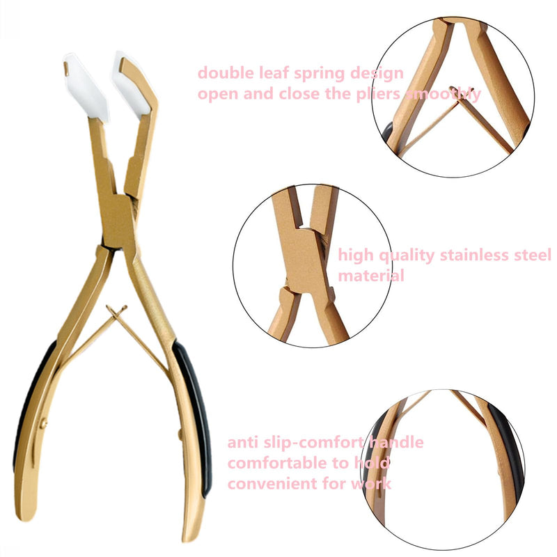 [Australia] - Hair Extension Pliers and Tools Kit for Women - Tape in Hair Extension Tools With Pliers (Gold) Gold 