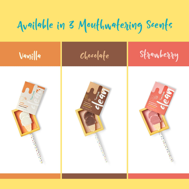 [Australia] - SuperMouth¬Æ Double Scoop Kids Tongue Scraper ‚Äì Dual-Sided Brush & Scraper Removes Odor-Causing Buildup, Fights Bad Breath, Easy-Grip Ice Cream Design, 3 Yummy Scents, Ages 6-12, Essential Oral Care Strawberry Double Scoops 