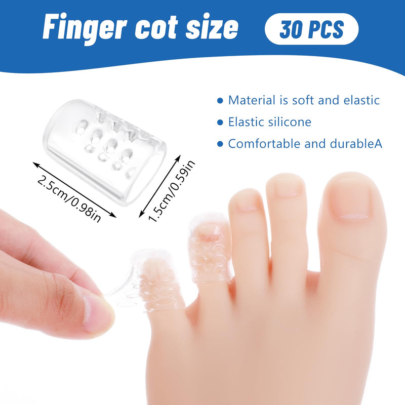 [Australia] - Pack of 30 foot toe protectors, gel toe caps, silicone toe protection, small toe, clear, breathable, soft, small toe covers against friction, corns, calluses, toe rubber toe protectors, women and men 