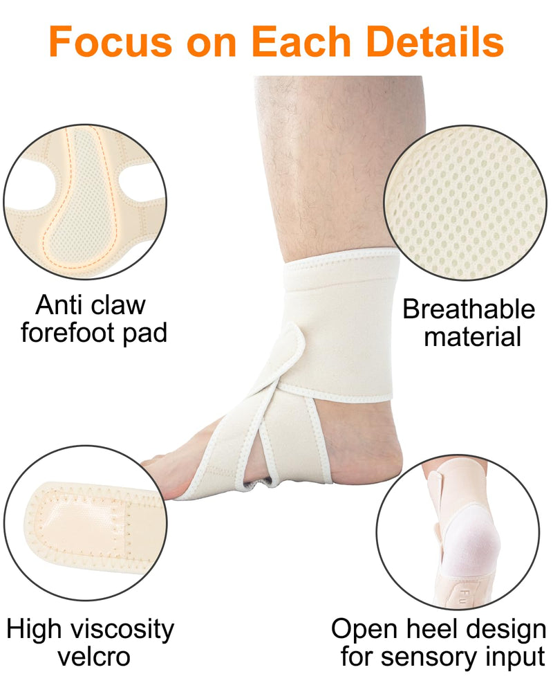 Drop Foot Brace - Adjustable AFO Ankle Brace for Walking & Stroke Recovery, Breathable Material for Ankle and Foot Support, Comfortable Design (Left, Beige) Left-Beige