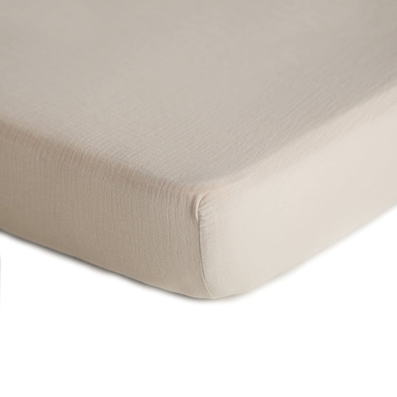 [Australia] - mushie Extra Soft Muslin Fitted Crib Sheet | 192 Thread Count | 28"x 52" (Fog) Fog 
