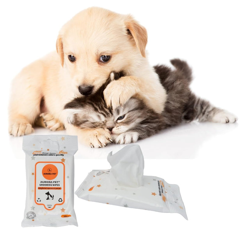 Aurora Pet Wipes – 100% Natural, Plant-Based Hypoallergenic Grooming Wipes for Dogs & Cats (Travel Pack, 60 Count) - PawsPlanet Australia