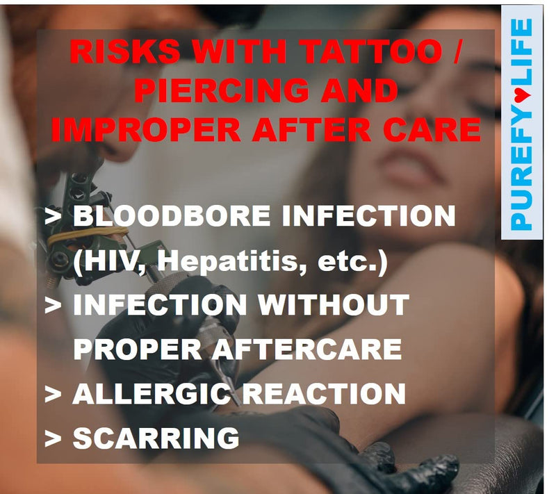 [Australia] - PUREFY Tattoo and Piercing Recovery Spray (4oz, 2pk) Natural Healing. Daily Care (incl. nose, tongue, skin, lips, eyes, etc.). Purefypro Cleansing Technology. Safe for Everyone. Use Anywhere on Body. 
