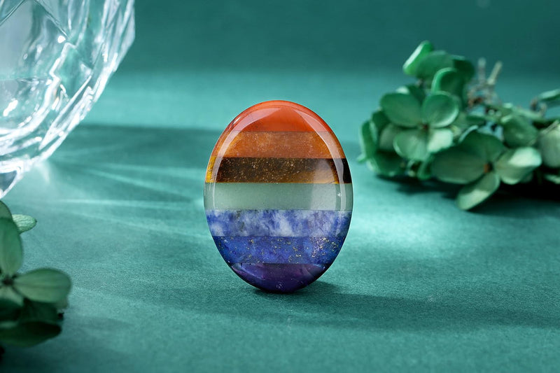 [Australia] - XIANNVXI Chakra Crystals Stones Crystal Worry Stones Thumb Gemstones Healing Stones Naturally Polished Oval Palm Pocket Stone Anxiety Stress Relief Meditation A-chakra 