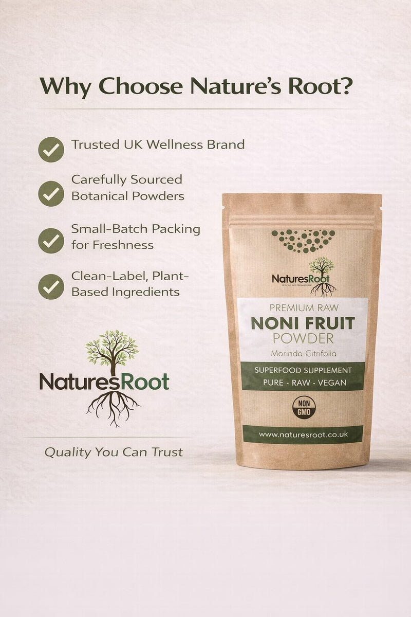 Natures Root Noni Fruit Powder 250g | Morinda Citrifolia | Nutrient-Rich Superfruit Powder | Pure Vegan Ingredient for Smoothies Juices & Wellness Recipes