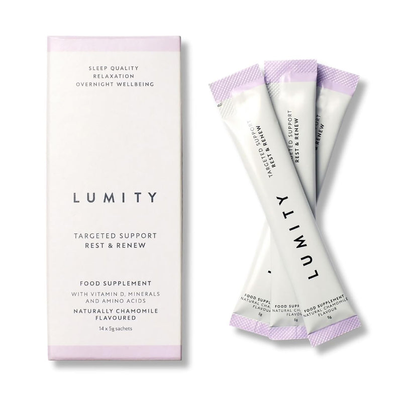 Lumity Rest & Renew Magnesium for Sleep, Magnesium Glycinate, Bisglycinate & Glycine Supplements with L Theanine, Amino Acids & Chamomile for Relaxation & Sleep Quality for Sleep Aid (14 5g Sachets)