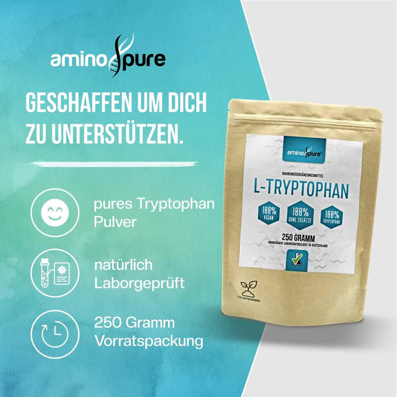 [Australia] - aminopure® | L-Tryptophan powder pure | obtained from corn via fermentation | 100% vegan and without additives | tested for harmful substances in the laboratory | 250 grams 