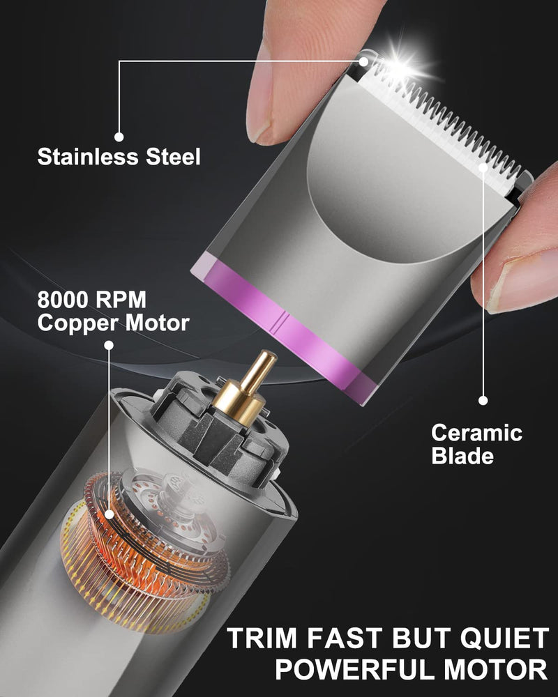 [Australia] - AREYZIN Pubic Hair Trimmer Women Bikini Trimmer Electric Shaver Razor for Bikini Armpit Legs Groin Hair Removal Body Hair Trimmer, Rechargeable Waterproof for Wet and Dry Use，Gray&Purple Gray 
