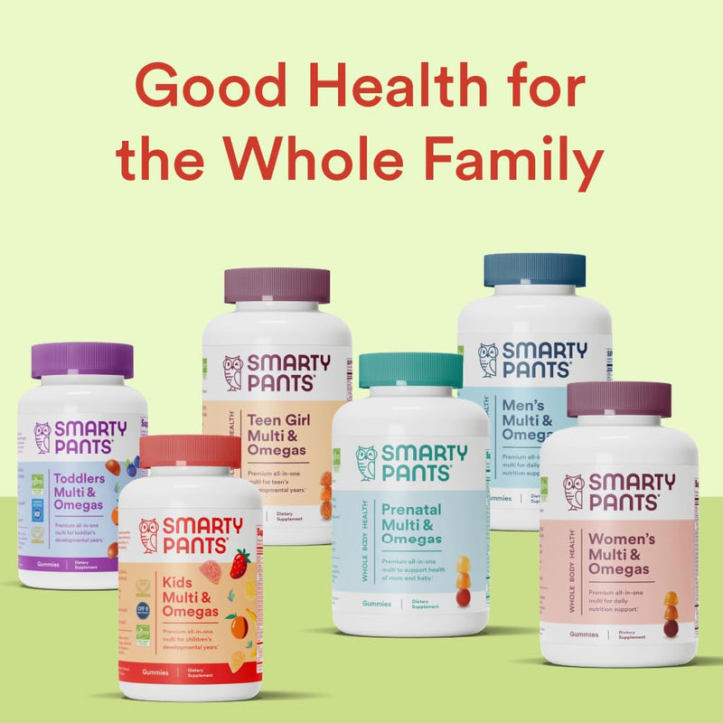 SmartyPants Kids Multivitamin Gummies and Fiber Supplement: Vitamin D3, C, Vitamin B12, B6, A, Zinc, Biotin, Inositol, Fiber Gummies, Three Fruit Flavors, 120 Count (30 Day Supply) 120 Count (Pack of 1) Fiber - 30 Day Supply