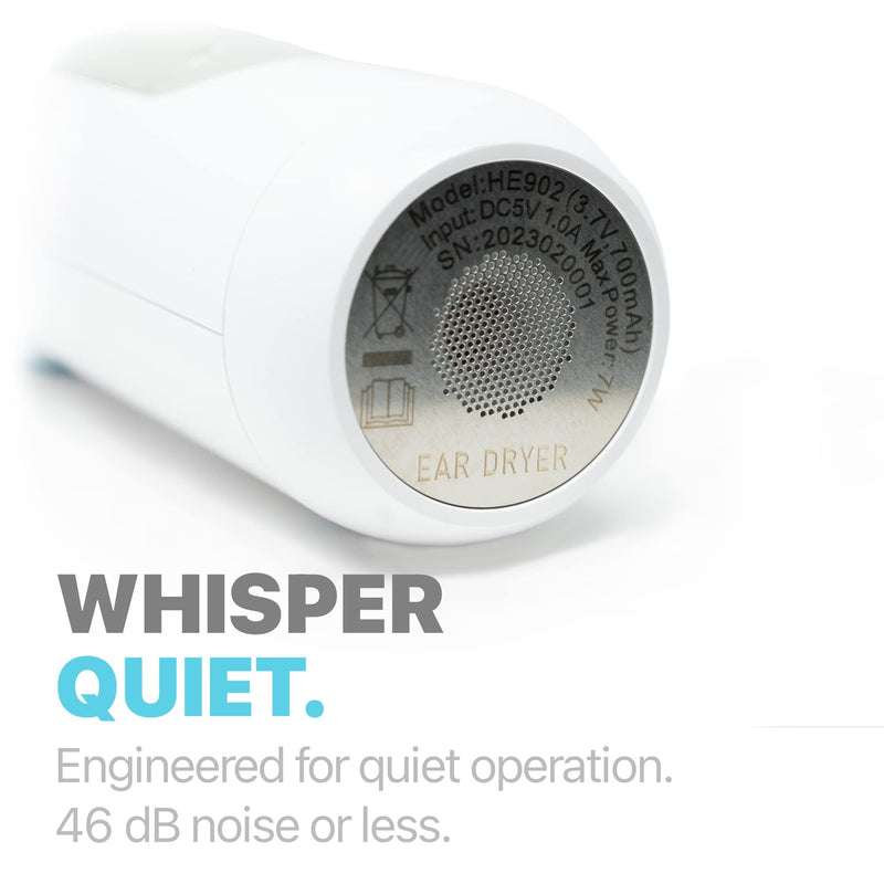[Australia] - Whisper Ear Dryer | USA | Rechargable Ear Water Drying Aid with Red Light Therapy Delivers Gentle Warm Air to The Ear to Combat Annoying Swimmers Ear Infections as an Ear Fluid Remover 