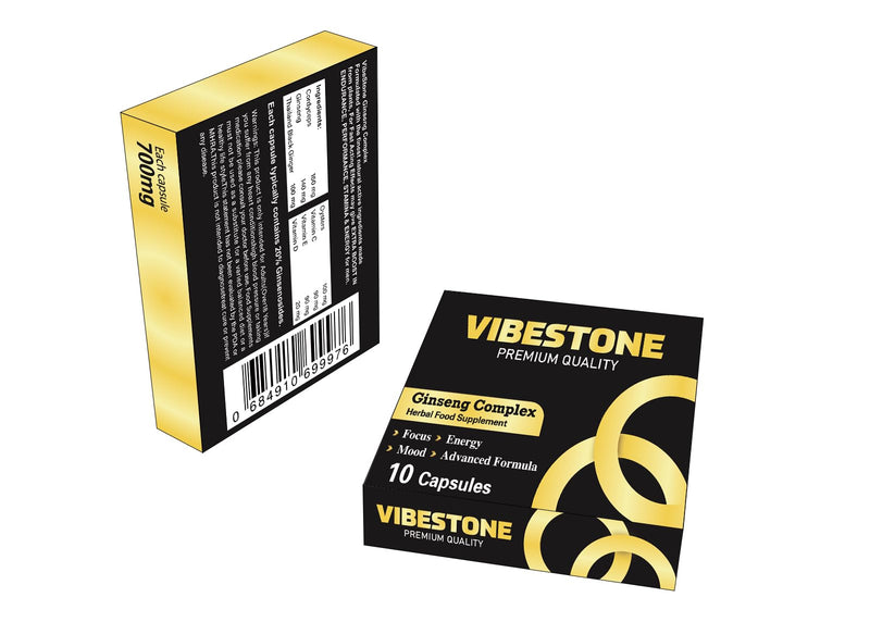 VIBESTONE Gold- Enhance Your Performance - Extra Strength Performance Enhancing Pills, Stamina Endurance Booster Gold Supplement Pills for Men - 10 Ginseng Capsules for Men UK
