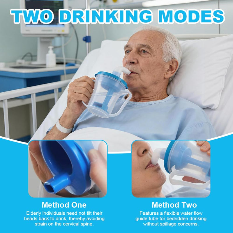 Dysphagia Cups for Adults, Medical Grade Dysphagia Regulating Drinking Cup&Non-Spill Beakers for Elderly with 5cc/10cc Flow Control, Safe for Stroke,Non Spill Cups for Elderly,Limited Mobility B