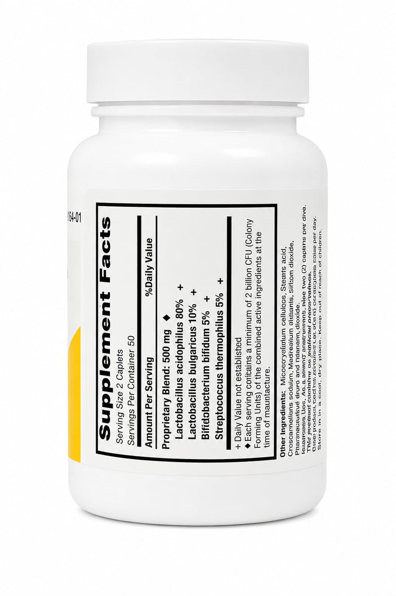 Rising Health Risa-Bid™ Probiotic Dietary Supplement Caplets - 500mg (2 Billion CFU/Serving) with Lactobacillus acidophilus | Gut Health, Digestive Support & Daily Flora Balance - 100 Caplets