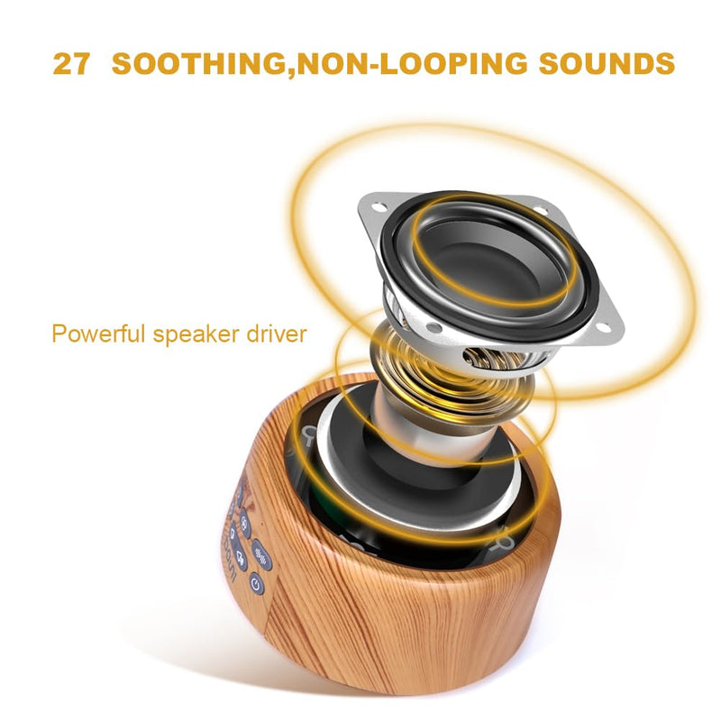 [Australia] - White Noise Sound Machine with 27 Soothing Sounds Timer & Volume Control Memory Function for Sleeping & Relaxation,Noise Machine for Kid,Adult,Nursery,Home,Office,Travel.Wood Grain W03Plus 