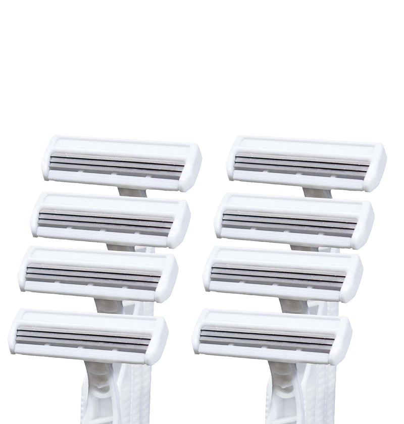 [Australia] - Hair Removal Crazors 3 Blades – Disposable Razors for Men/Women's Grooming – Single-Use Body & Face Shaver – Raw-Material Earth+Skin Loving Travel-Size Toiletries – 8-Pack by MyFriendly 