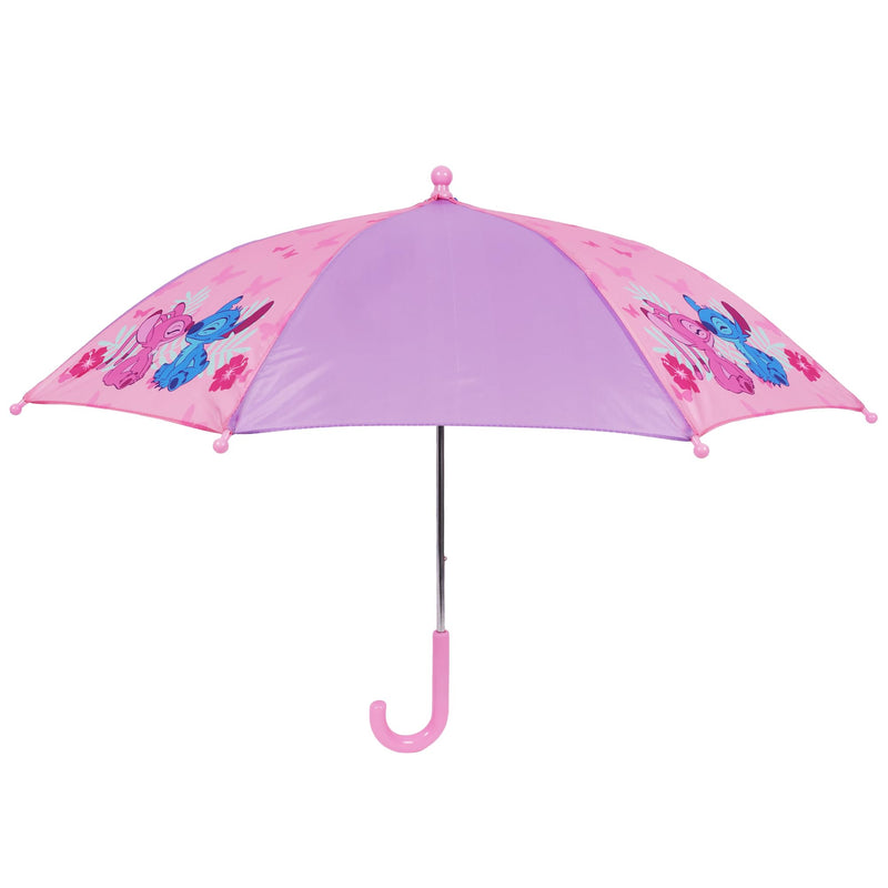 Concept One Lilo & Stitch Umbrella for Kids, Pink | and Purple, Girls with Curved Handle and Safety Tips, Cute Umbrellas for Rain