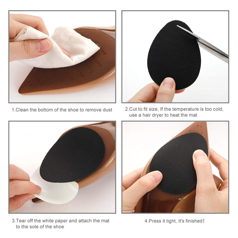 [Australia] - 12PCS Non-Slip Shoe Pads for Bottom of Shoes, Premium Rubber Self Adhesive Anti-Slip Shoe Grips Stickers, High Heels Non-Skid Sole Protector 12 Count (Pack of 1) Black 