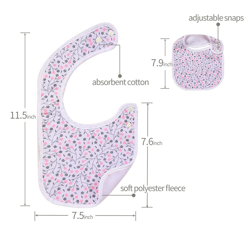 [Australia] - 7 Pack Baby Cotton Absorbent Bibs for Drooling Teething Pink 