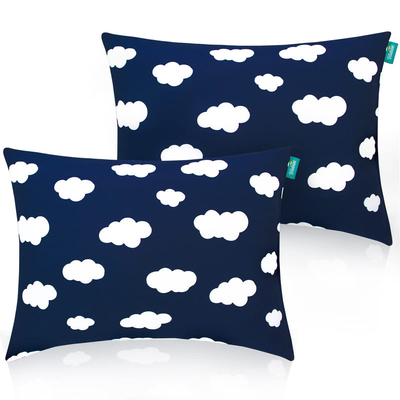 [Australia] - Toddler Pillow for Sleeping, Kid Pillow 14" x 19" for Small Travel Bed, Nap Pillow for Crib, Soft & Skin-Friendly Small Pillows for Sleeping, Toddler Use Only, Age 2 to 5 (Navy Cloud) 14 x 19 Inch Navy Cloud 1 
