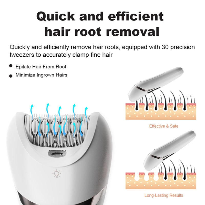 [Australia] - Electric Lady's Epilator,2in1 for Face, Chin, Arm, Leg, Armpit, Bikini Trimmer,Shave& Epilate, Wide Head for Fast Epilation,Wet & Dry Lady Shaver,2 Speeds 