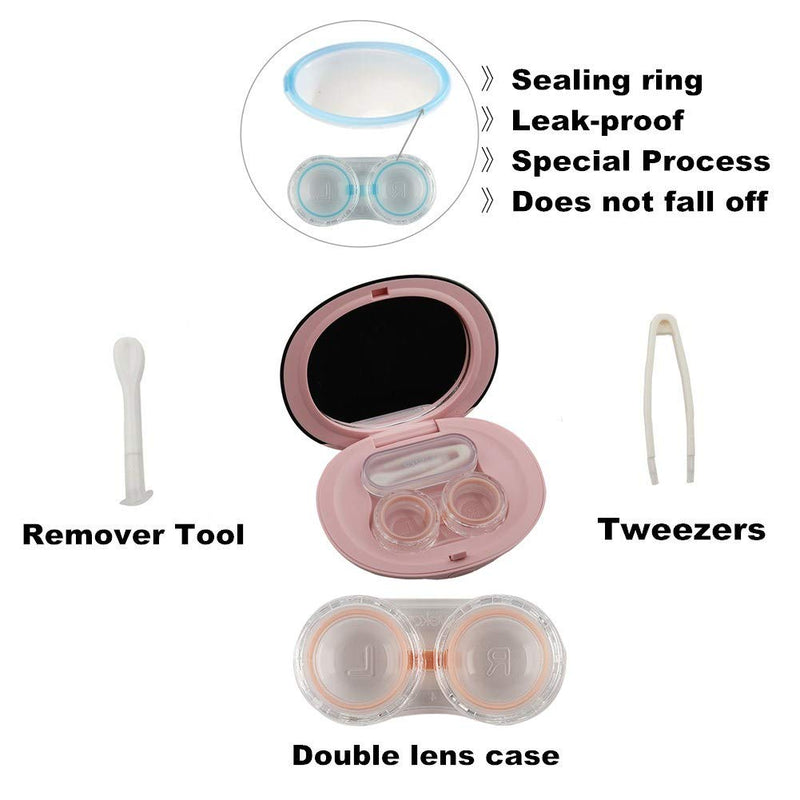 [Australia] - MUDOR Exquisite Contact Lens Case ‚Äì Mini Contact Lens Travel Kit Box Holder Container Includes Remover Tool with Tweezers and No Leak Contact Case Organizer for Soft & Hard Lens (Pink) Pink 