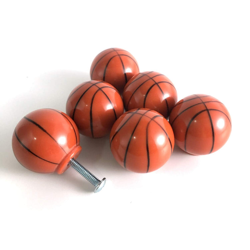 [Australia] - Set of 6 Basketball Cabinet Drawer Door Knobs Handles Child Dresser Drawer Pulls Desk Handles Sports Nursery Home Bedroom Decor 