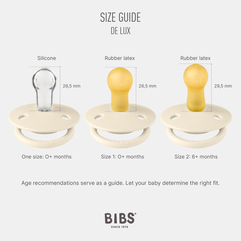 [Australia] - BIBS Pacifiers - De Lux Collection | BPA-Free Baby Pacifier | Made in Denmark | Set of 2 Ivory/Sage Color Premium Soothers | Size One Size 2 Count (Pack of 1) 