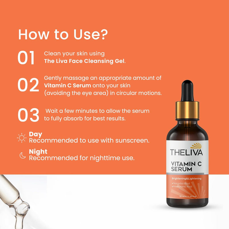 Vitamin C Serum for Face – Brightening & Hydrating with Hyaluronic Acid – Helps Improve Appearance of Wrinkles & Dark Spots – Radiant Skin Support – 1.10 fl oz
