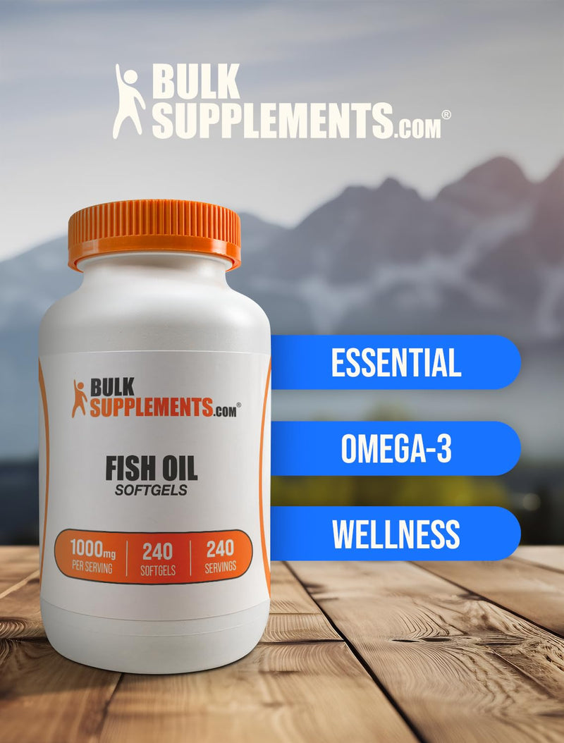 [Australia] - BulkSupplements.com Fish Oil 1000mg Softgels - Fish Oil Omega 3, Fish Oil Supplements, Fish Oil Pills - Gluten Free, 1 Softgel per Serving, 240 Softgels (Pack of 1) 240 Count (Pack of 1) 