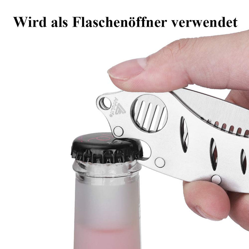 [Australia] - AhfuLife Foldable Metal Comb and Beard Comb - Multifunctional Pocket Comb with Bottle Openers - Anti-Static Stainless Steel Grooming Comb - Presented in Gift Box. Silver 